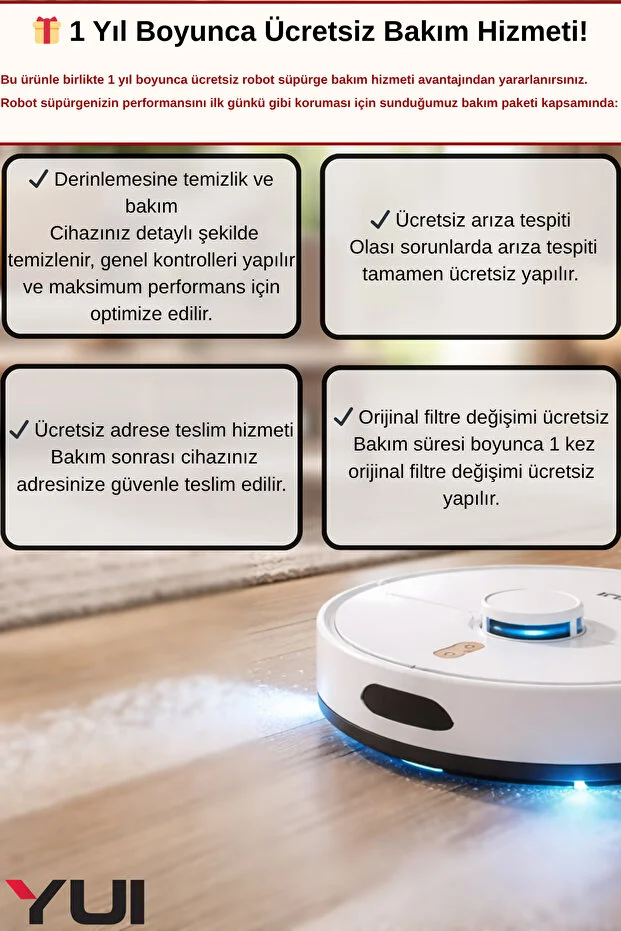 Yui RS16 Pro Max 15.000 Pa Pet Kit Akıllı Robot Vacuum & Mop Süpürge Beyaz